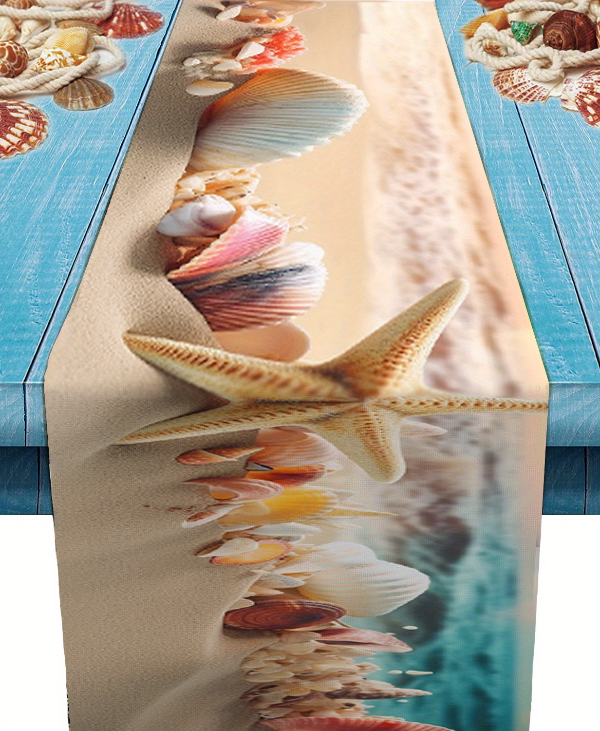 Long Tropical Ocean Beach Sea Water Table Runner Family - Temu