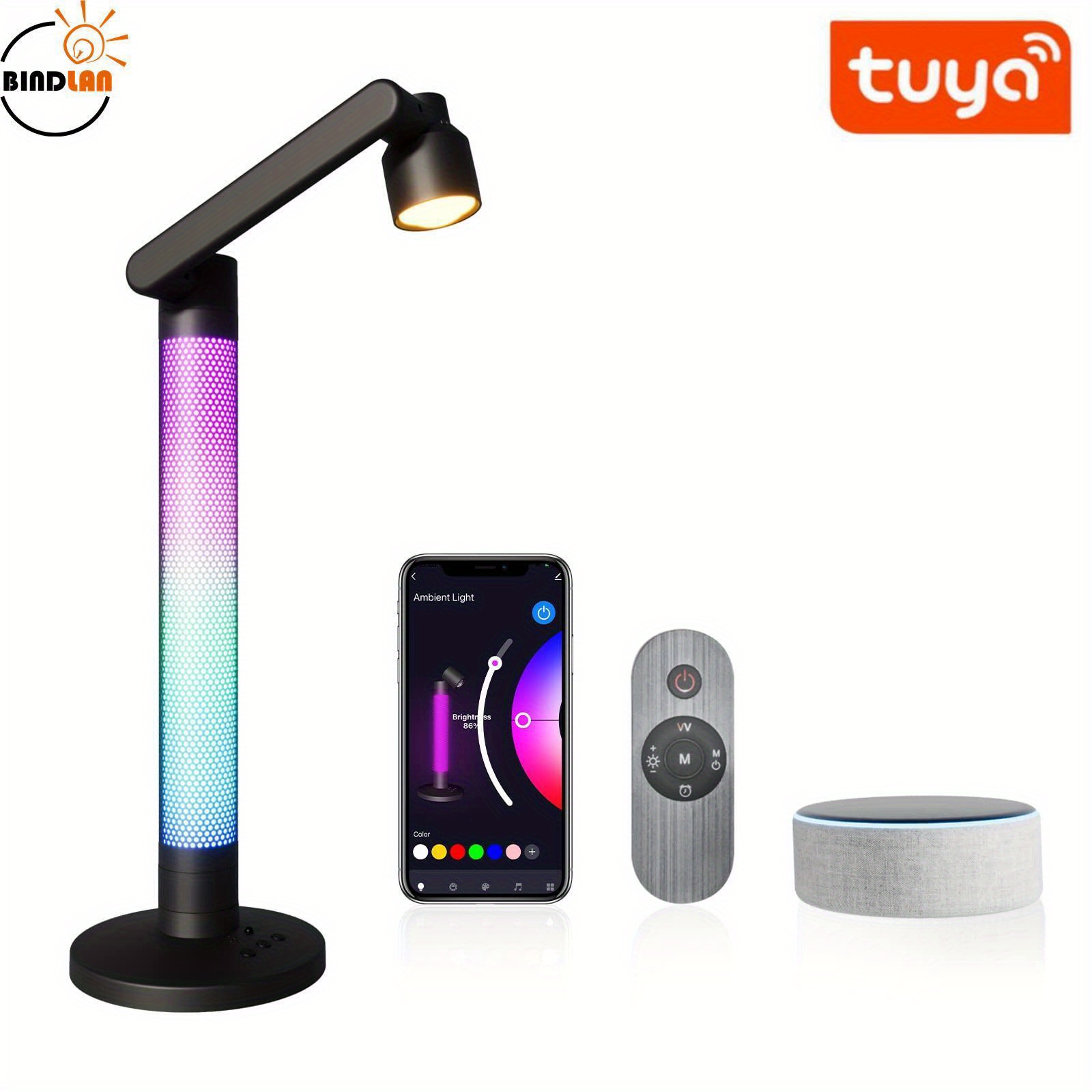 1 pack table lamp tuya smart lamp works with alexa google home swing arm desk lamp with rotatable body app control diy lighting modes music sync dimmable night light for kids adults details 0