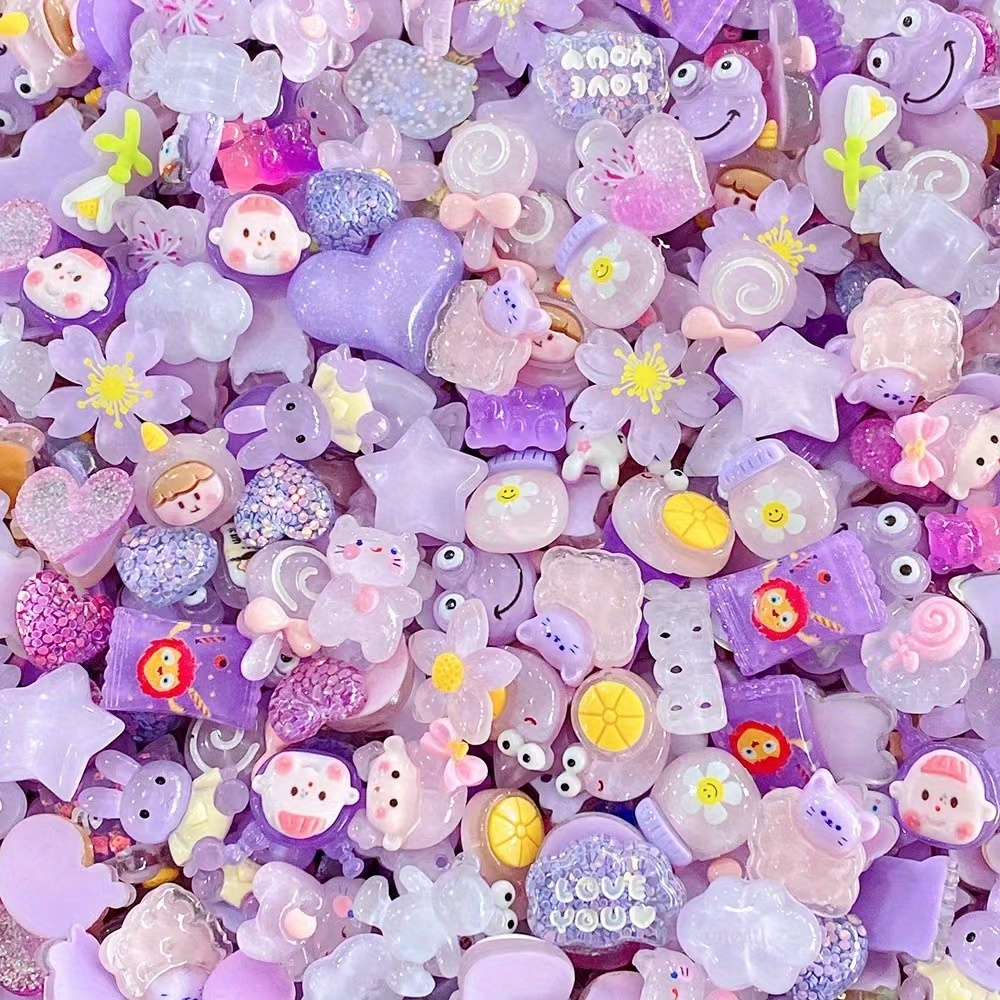 10Pcs Cute Stripe Purple Big FLowers Resin Charms for Jewelry Making  Pendants Crafts DIY Earring Accessories C1202