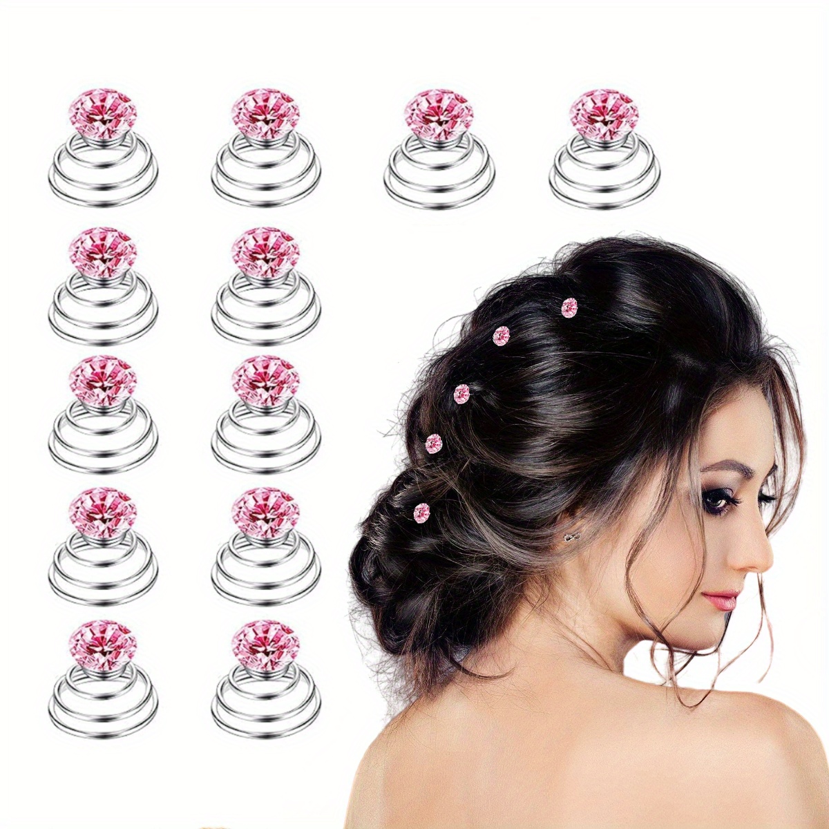 12 Pezzi Spirali Pearl Flower Cristallo Strass per Capelli Perno,Capelli  Forcine di Cristallo Strass Accessori Clip di Matrimonio