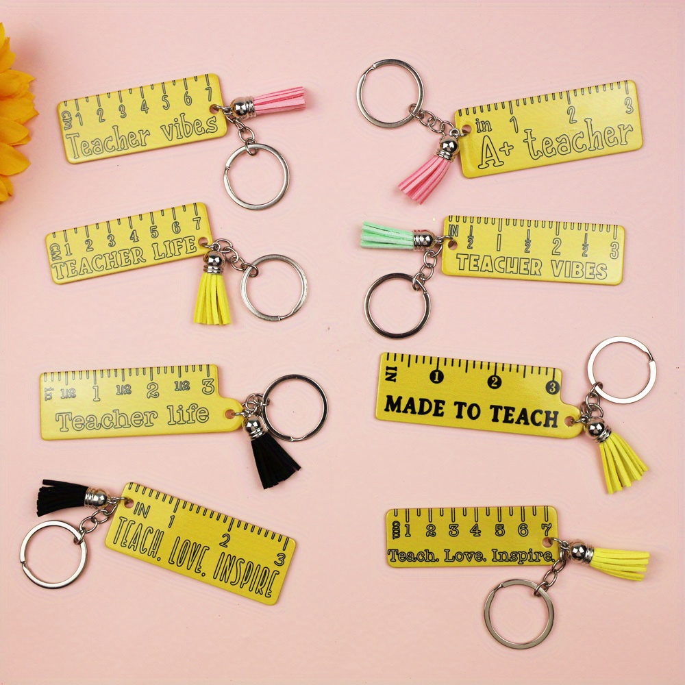 Acrylic Ruler Keychain Funny Key Chain Ring Purse Bag Temu