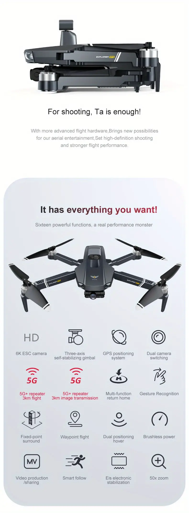 x20 gps brushless drone 360 laser obstacle avoidance 3 axis ptz fpv headless mode intelligent return 3 modes switching main camera transmission frame rate 25 fps adult aerial photography drone details 1
