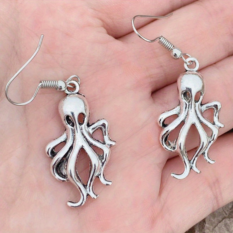 1pair Vintage Funky Animals Octopus Earrings Jewelry, Jewels Accessories Gifts for Men Women,Temu