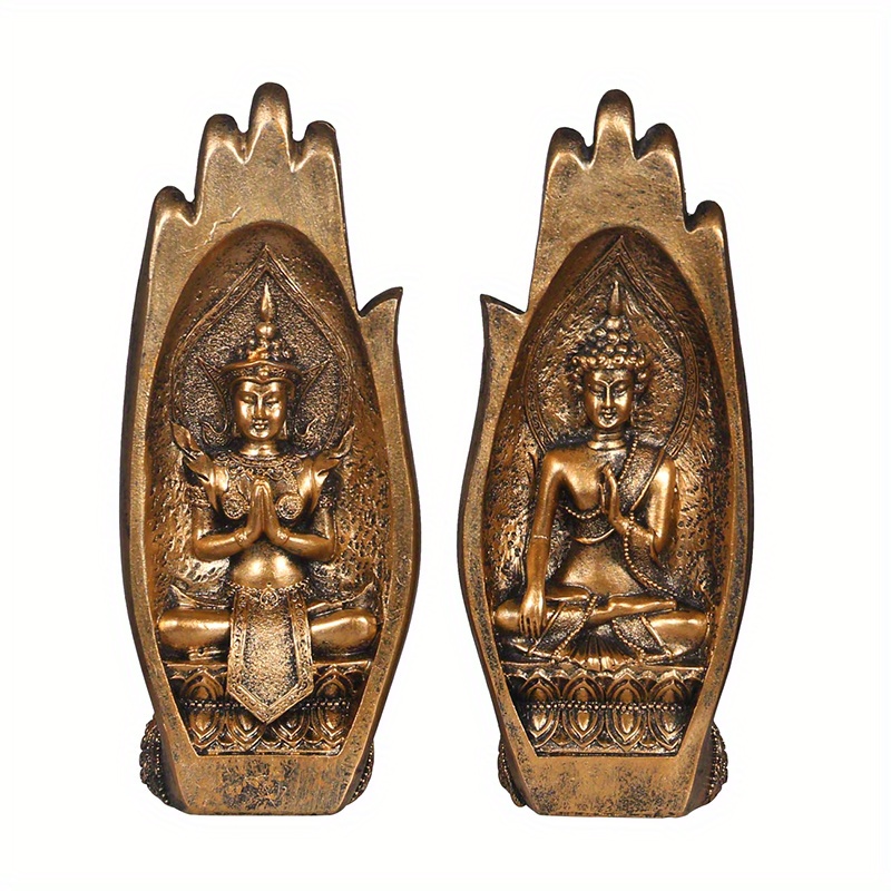 2pcs Buddha Hand Ornaments, Decorative Buddha Statue Stacking Hand  Ornaments, Resin Crafts, Living Room Office Decoration, Buddhist Gifts