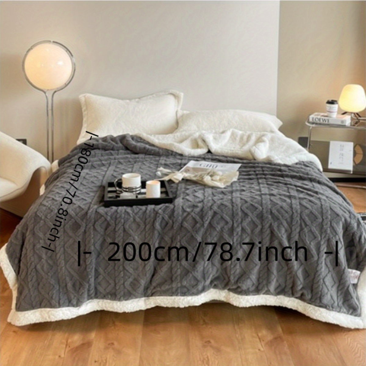 Grey throw for online double bed