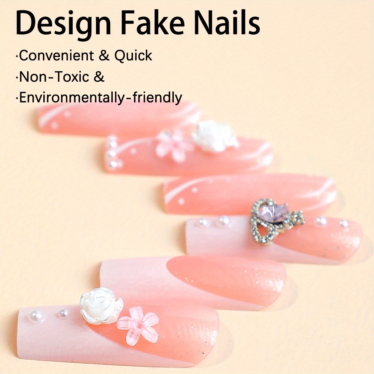 Y2k Fake Nails White French Tip Press On Nails With 3d - Temu Canada