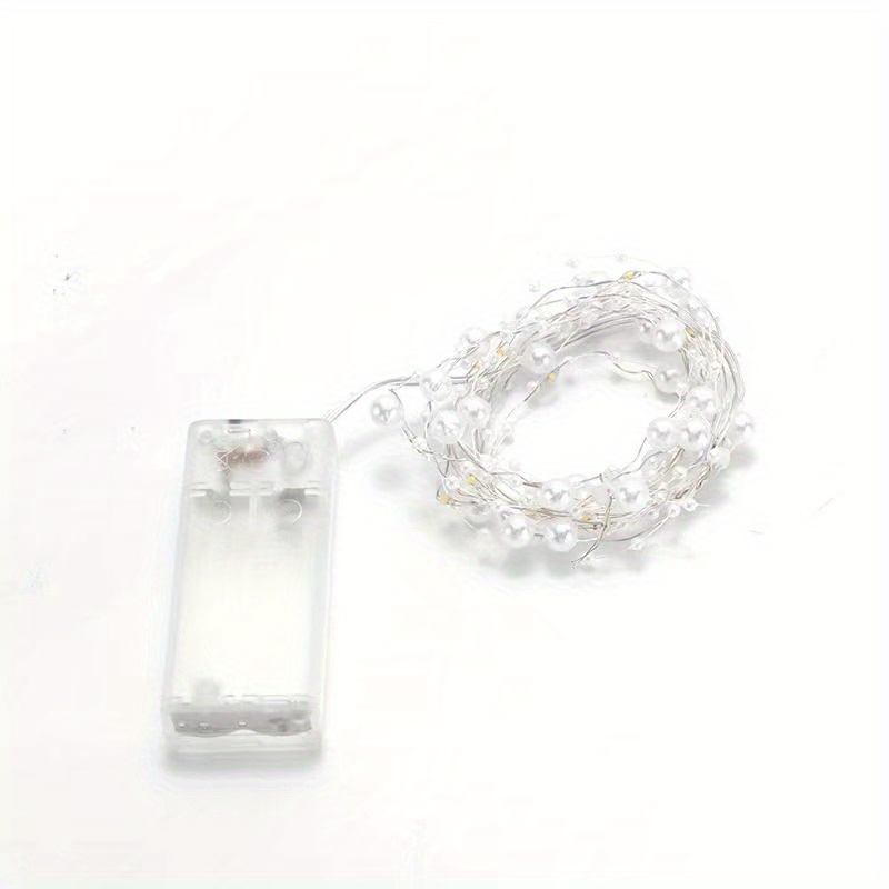 1pc Pearl Shaped Led String Lights, Bedroom, Wedding, Christmas, Holiday Decor- Battery Box(without Batteries, 6.56ft/2m 20led)