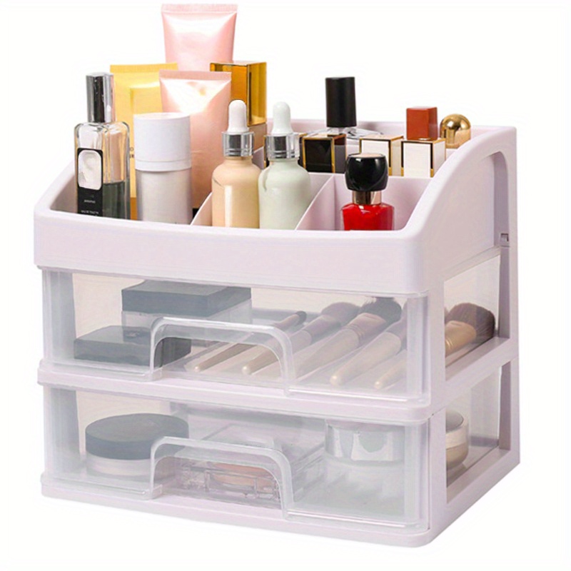 Cajones organizadores de maquillaje de escritorio, caja de almacenamiento  de cosméticos para oficina de departamento, organizador de escritorio, caja  de almacenamiento de santuario, organizador de maquillaje para dormitorio y  baño (rosa) oso