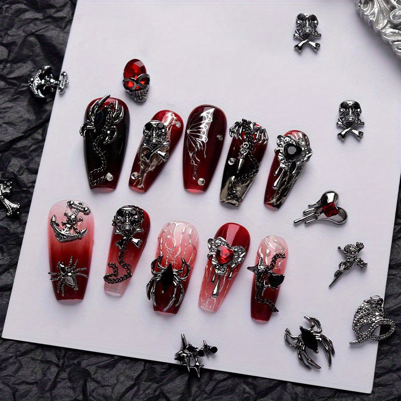 10pcs/lot Halloween Skull Design Black Rhinestones for Nails Art