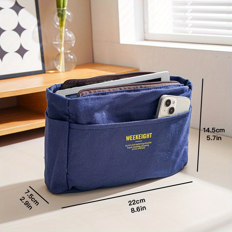 Small Multi-pocket Organizer Insert Bag, Canvas Zipper Cosmetic Storage  Bag, Lightweight Portable Inner Travel Storage Bag - Temu Germany