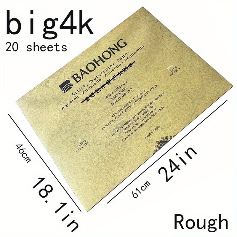 Baohong Artista Acquerello 300g Carta Acquerello In Polpa Cotone 100%  Guarnizione A Quattro Lati Colla Color Book Big4k Fine Grain Coarse Grain -  Arte, Artigianato E Cucito - Temu Italy