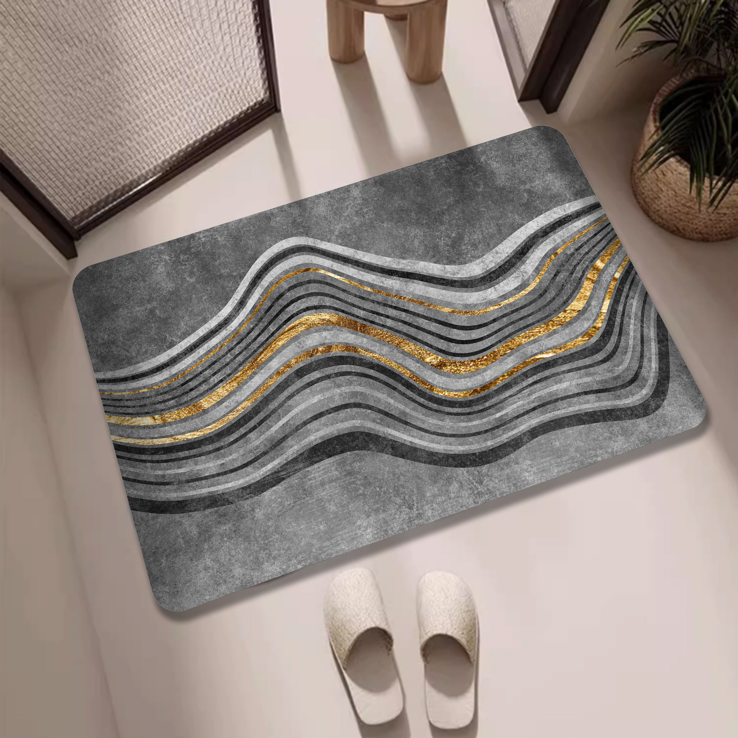 Geometric Pattern Bath Rug, Soft Non-slip Quick Drying Bath Mat, Absorbent  Soft Diatom Mud Shower Carpet For Home Bathroom, Bathroom Accessories - Temu