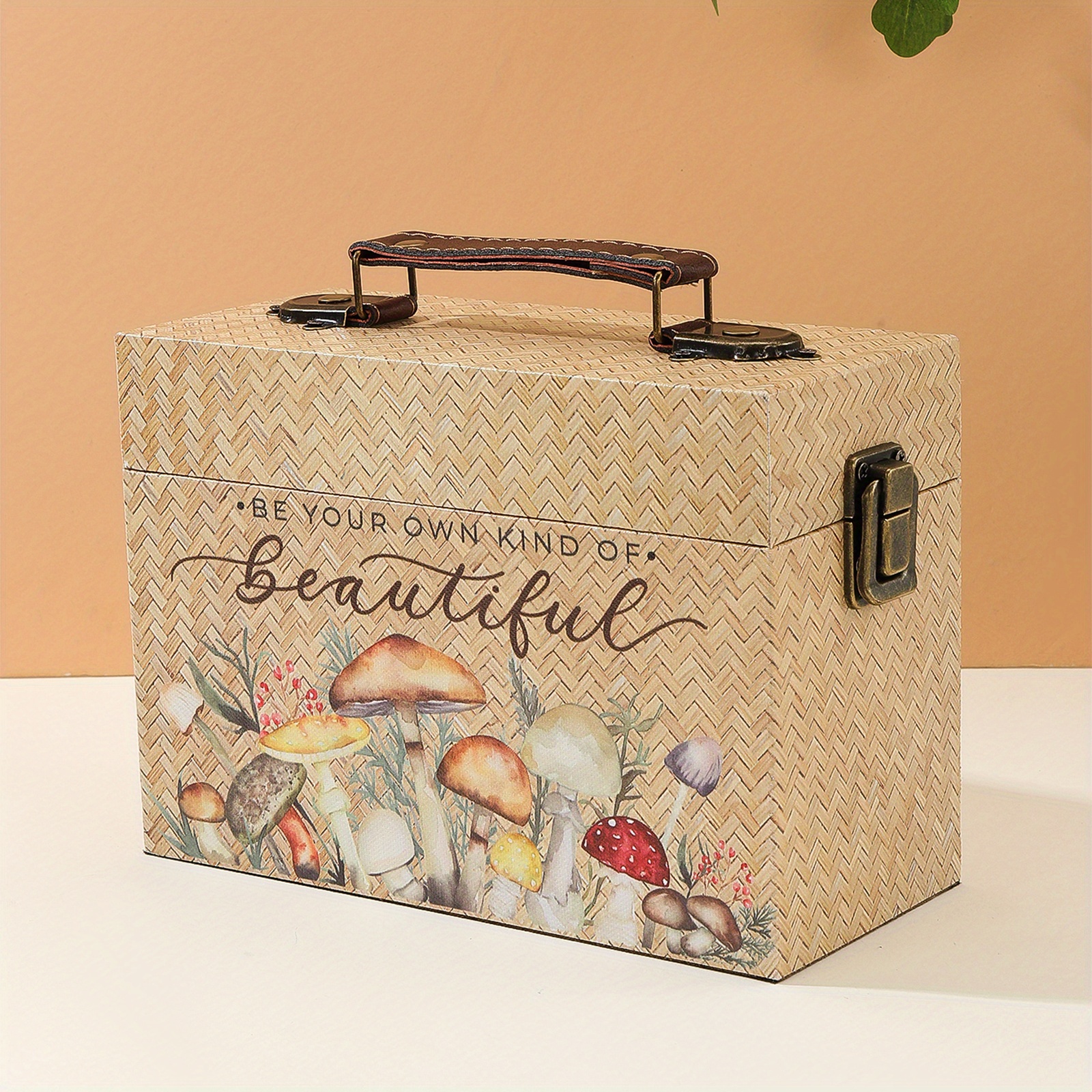 Image of Wood Bamboo-like Woven Storage Box - Handmade-look Organizer With Bamboo Texture, Bamboo- Grain For, Trinkets, Tea - Chinese-inspired Craft Gift (yellow, Compatible With Bamboo)