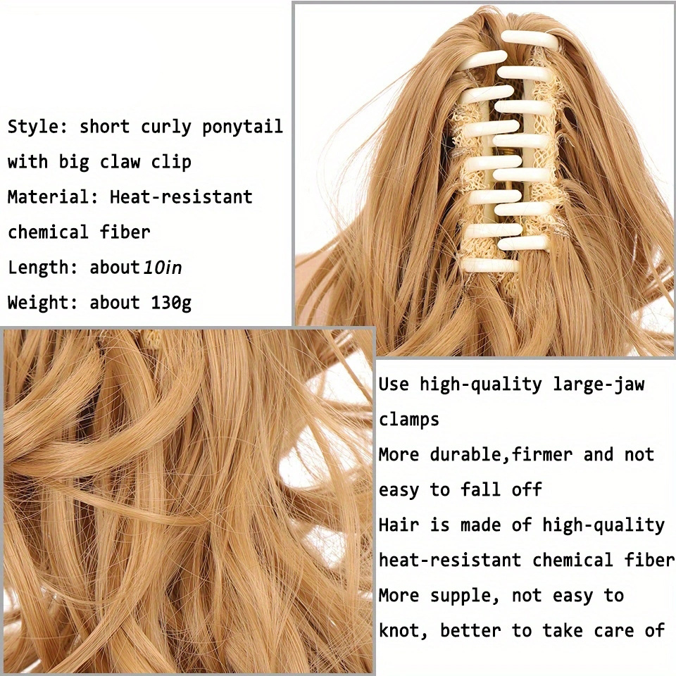 Short Wavy Hair Ponytail Extensions Claw Pony Tails - Temu