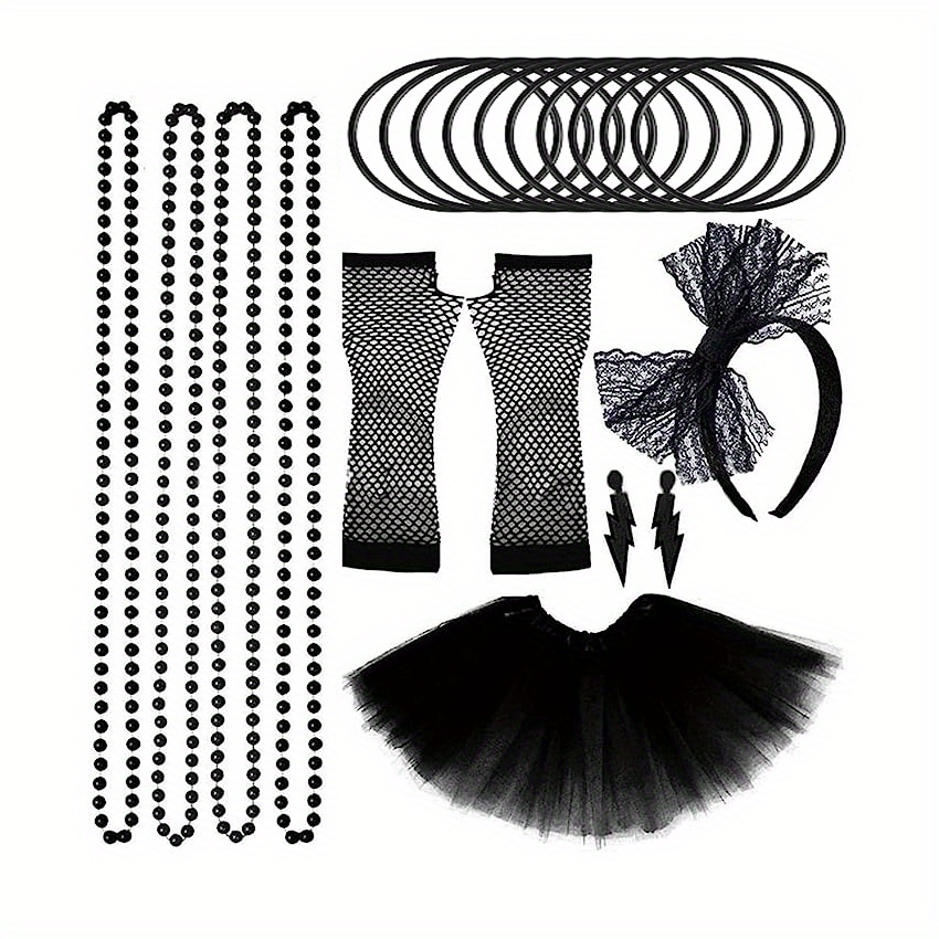 80's Style Accessories Set With Headband Necklace Earrings - Temu