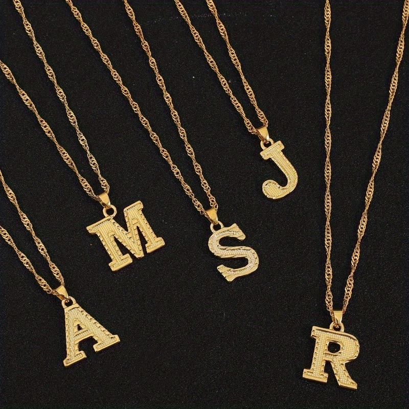 Capital Letter Initial Necklace Golden A z Alphabet Pendant Temu