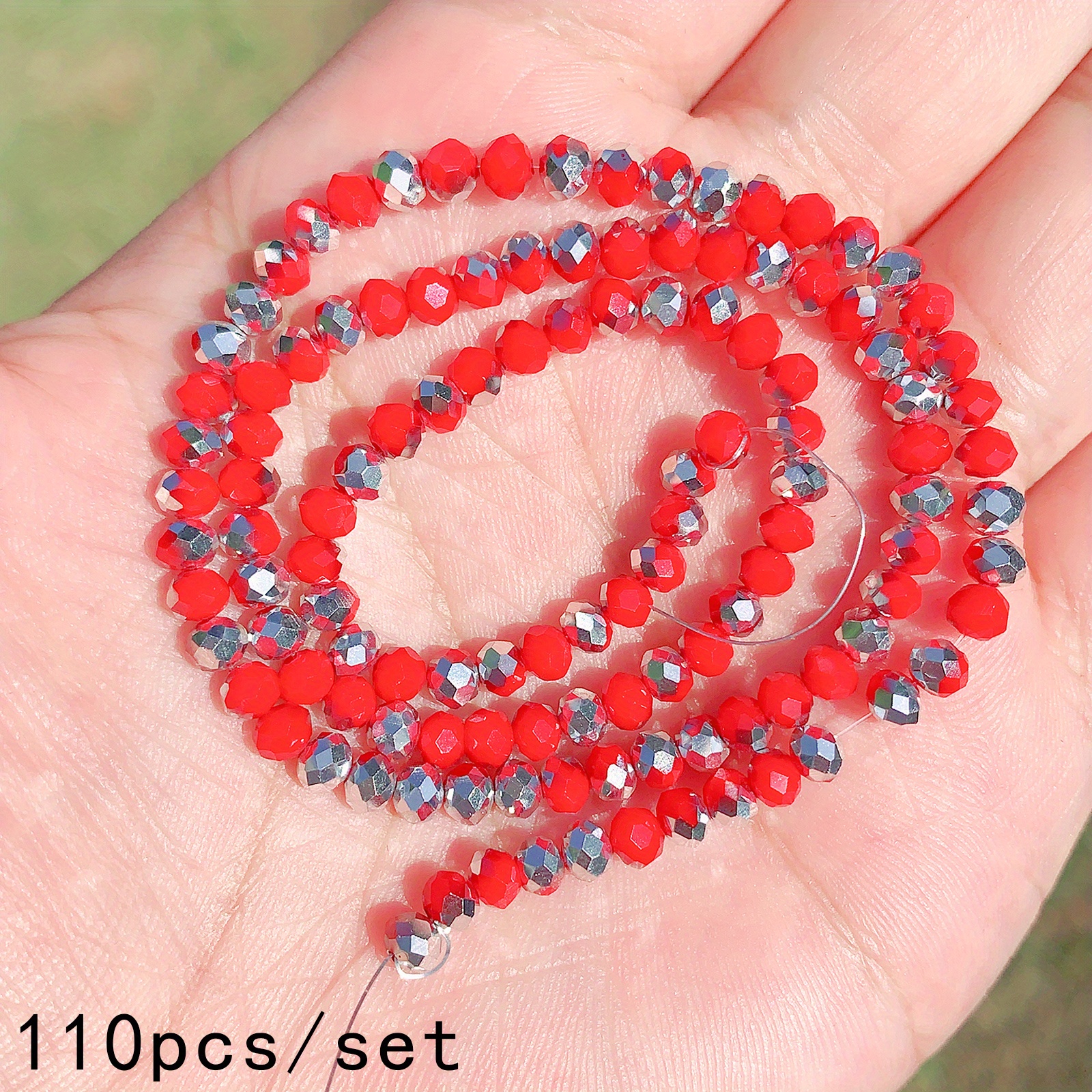 High Quality Red Plated White Crystal Beads Diy Bracelet - Temu