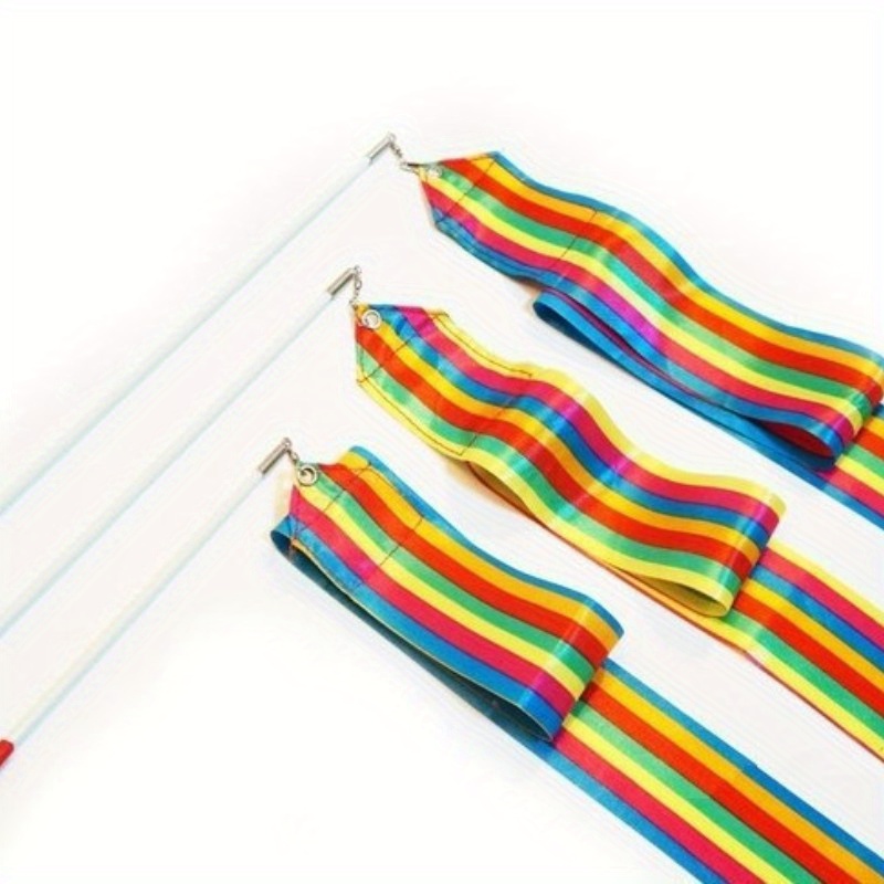 Dance Ribbons Rainbow Ribbon Dancer Wand Rhythmic Gymnastics - Temu