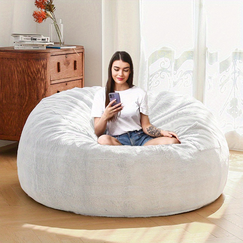 Amazon.com: Comfy Sacks 4 ft Memory Foam Bean Bag Chair, White Furry : Home  & Kitchen