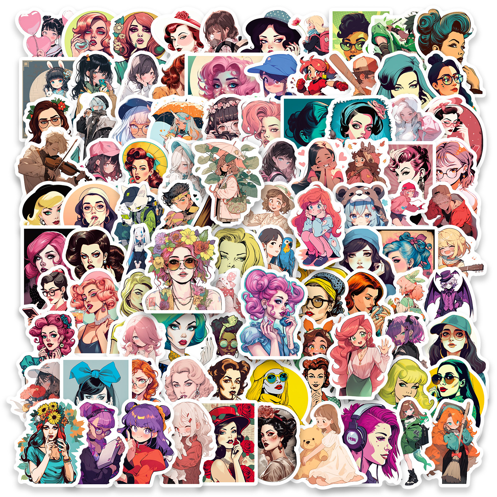 100pcs Cartoon Aesthetic Stickers Waterproof Stickers For Laptop