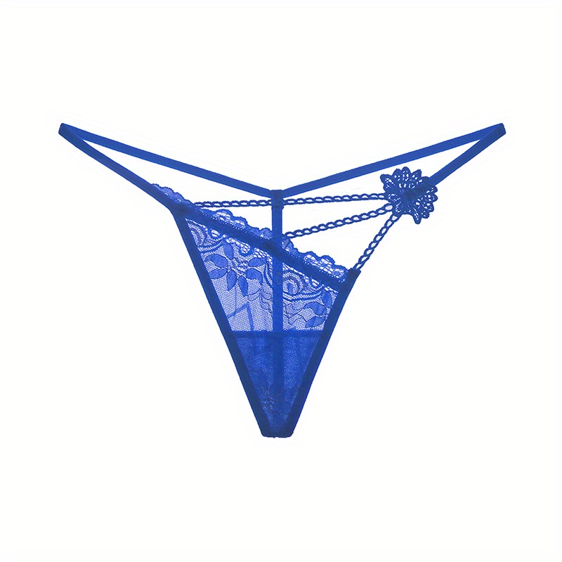 JDEFEG Vintage Thong Panties Women Mesh Bow Embroidered Lace Transparent  String Underwear Back Bandage Hollow Out Panties String Briefs Nylon String  Bikini Panties for Women Polyester Blue M 