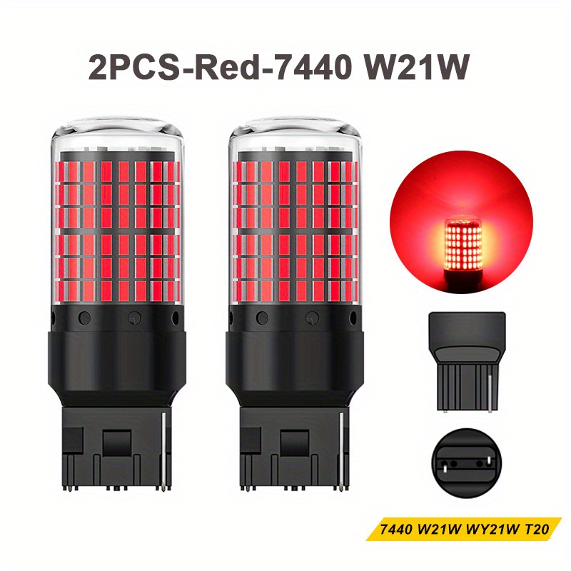  KATUR 7443 T20 992 W21/5W LED Bulbs Canbus Error Free Super  Bright 12pcs 3030 & 8pcs 3020 Chips Replace for Turn Signal Reverse Brake  Tail Stop Parking Light,Brilliant Red (Pack of