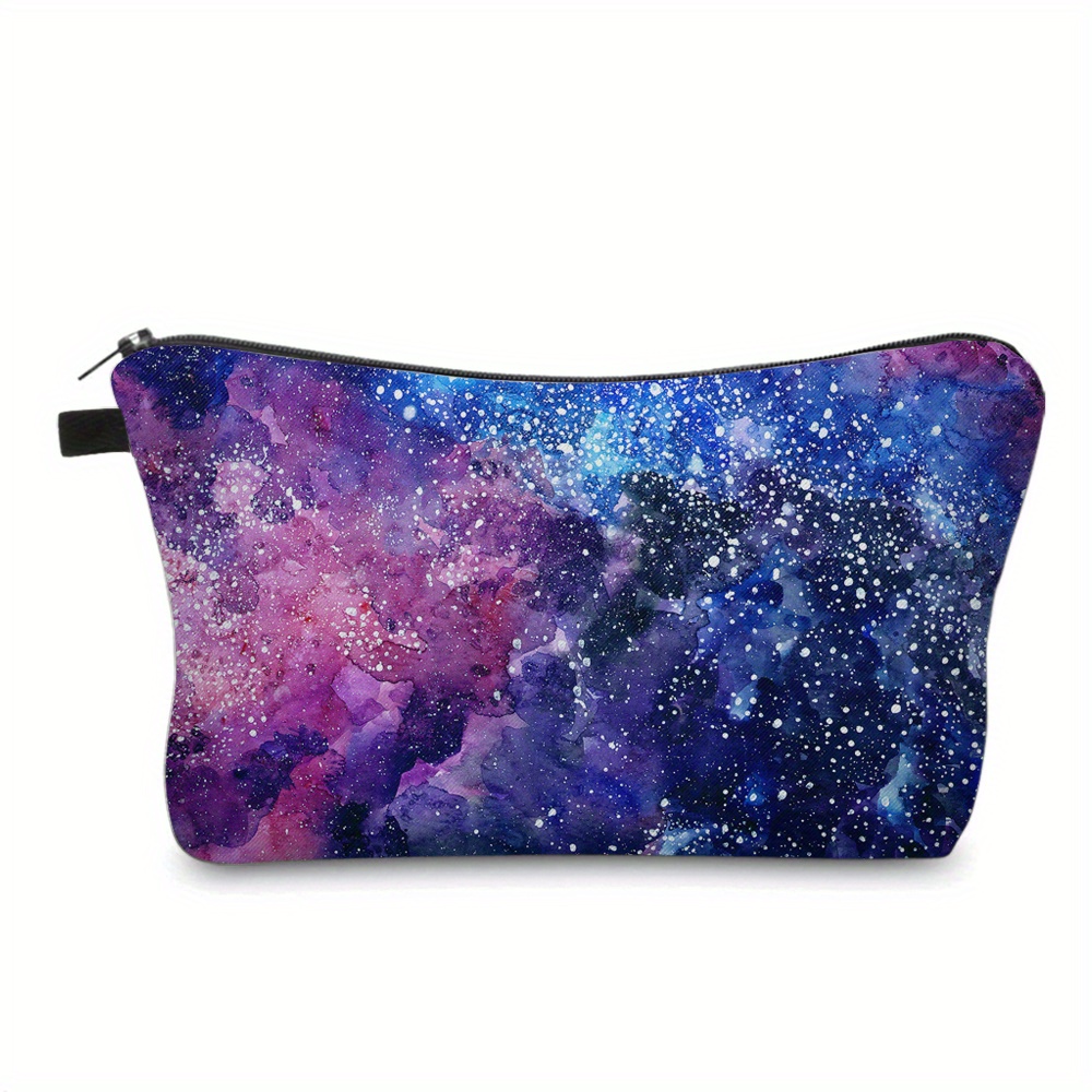 Image of -inspired Cosmetic Bag - Vibrant Starry , Durable Polyester Makeup Pouch With Black Zipper, Portable & Stylish Travel Organizer, Ideal Holiday Gift, Makeup Travel Bag