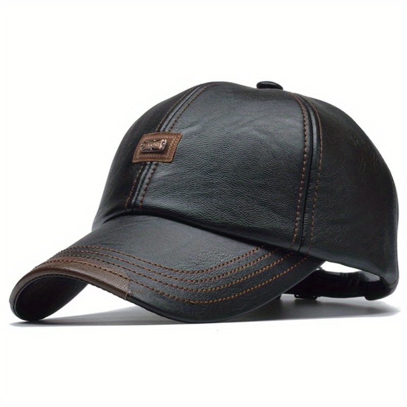 Image of 1 Men's Outdoor Pu Baseball Cap, Casual Hat For Spring/autumn And Spring/summer