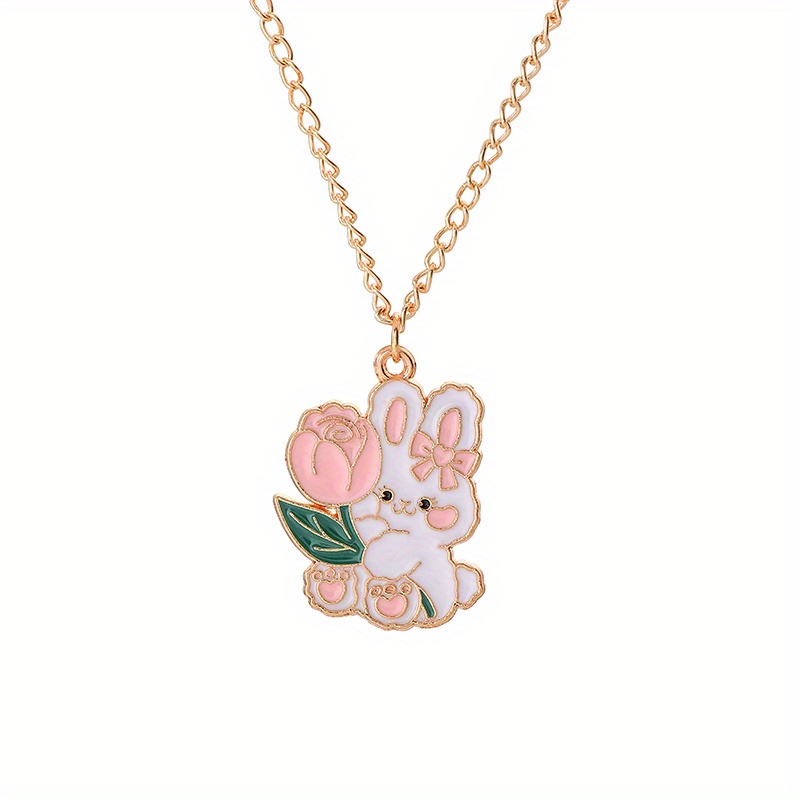 Heiheiup Personality Fashion Moon Cute Rabbit Necklace Pendant For