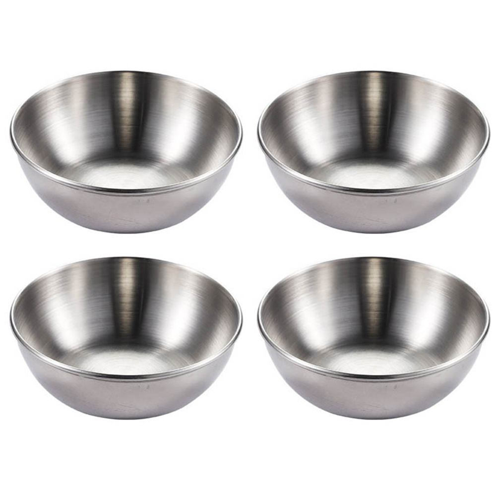 Maiwalk 4-Piece Stainless Steel Sauce Dish Set - Gold 1-Compartment Dipping Bowls For Sushi, Condiments, BBQ