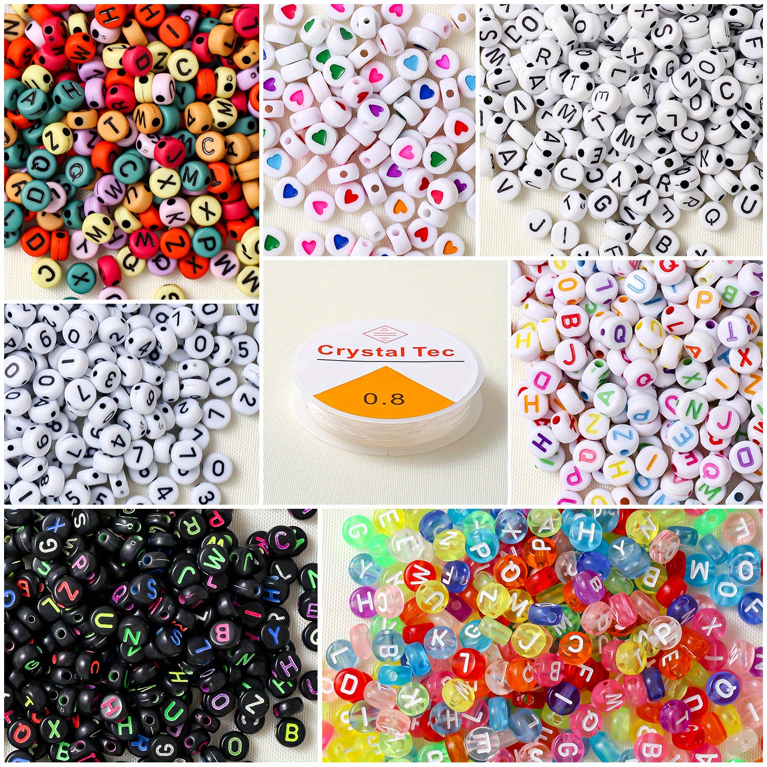7 Style Colorful Number Letter Beads Heart Beads With - Temu
