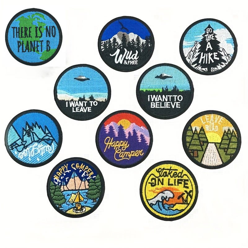 Cheap Travel Patch Mountain Animal Embroidered DIY Patches On Clothes Iron  On Patches For Clothing Adventure Sewing Patch For Clothes