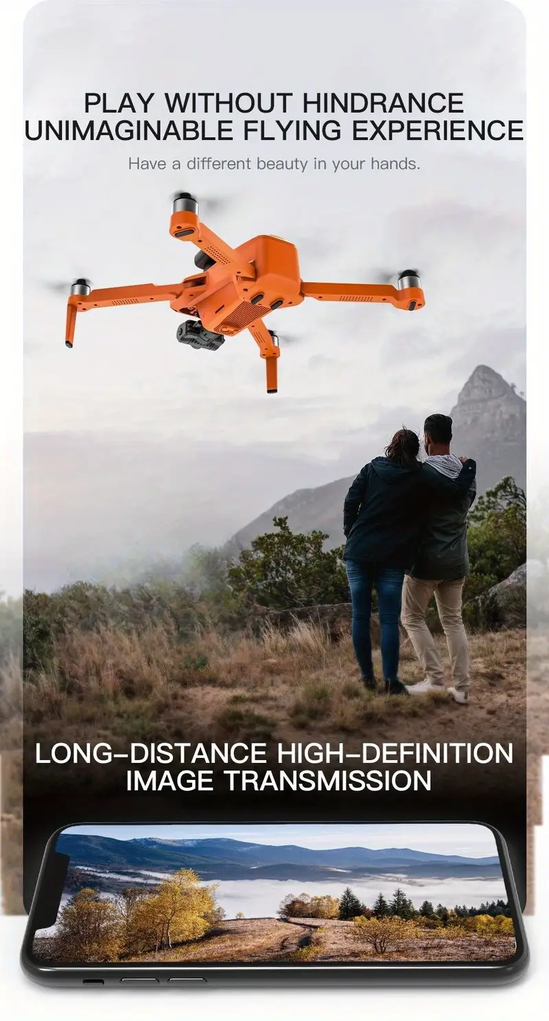 kf102 orange grey upgraded obstacle avoidance gps remote control drone with hd dual camera 1 battery 32g memory card 2 axis self stabilizing electronic anti shake gimbal brushless motor wifi fpv details 13