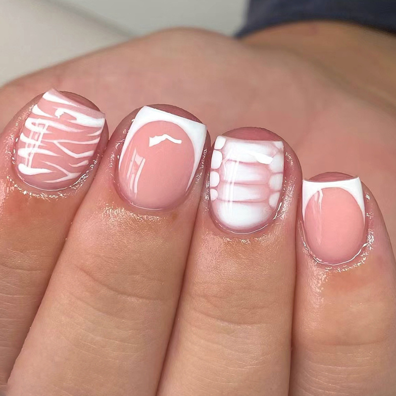 Short white store french tip nails