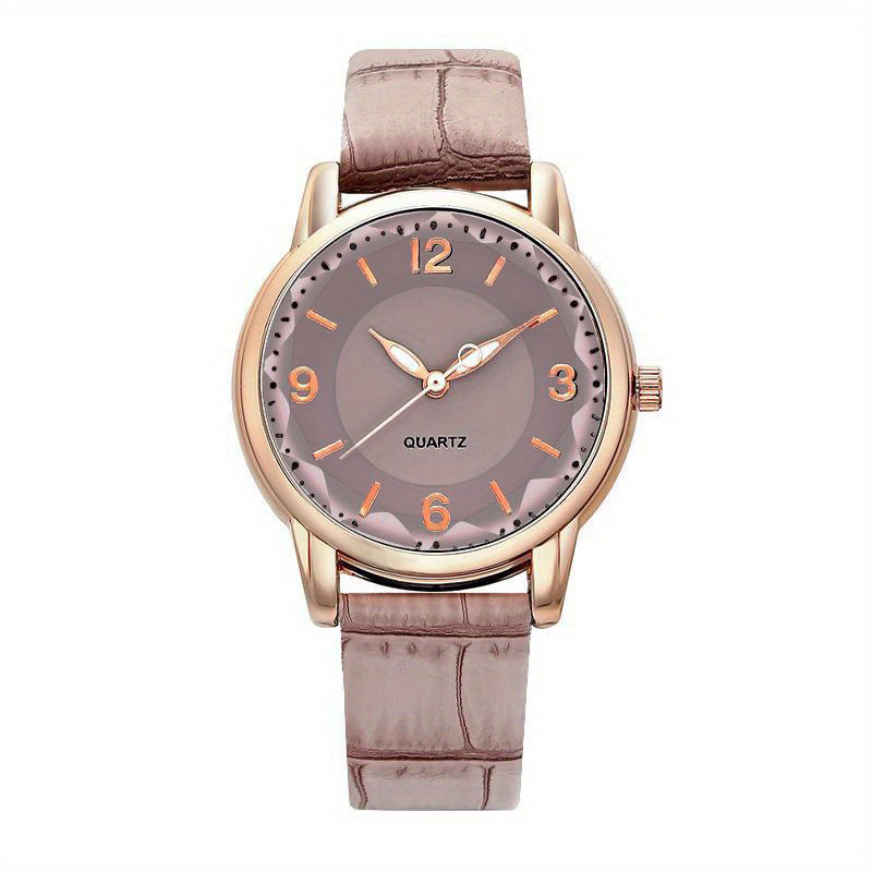 casual round pointer quartz watch ladies fashion analog pu leather wristwatch for women girls students coffee 14