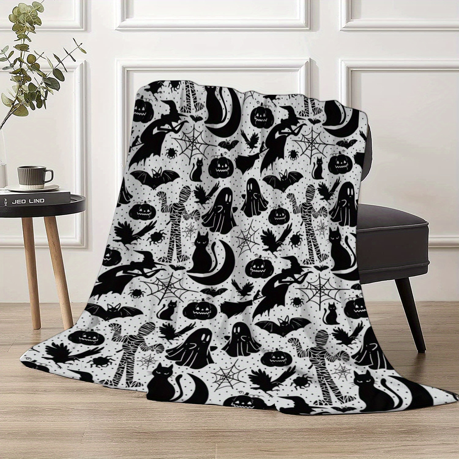 Black Cat Blanket Throw - Gothic Black Cat Gifts for Women Cat