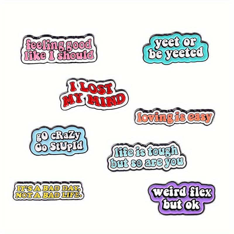 Novel Funny Quote Enamel Pins Badges Letters Dialog Bag - Temu