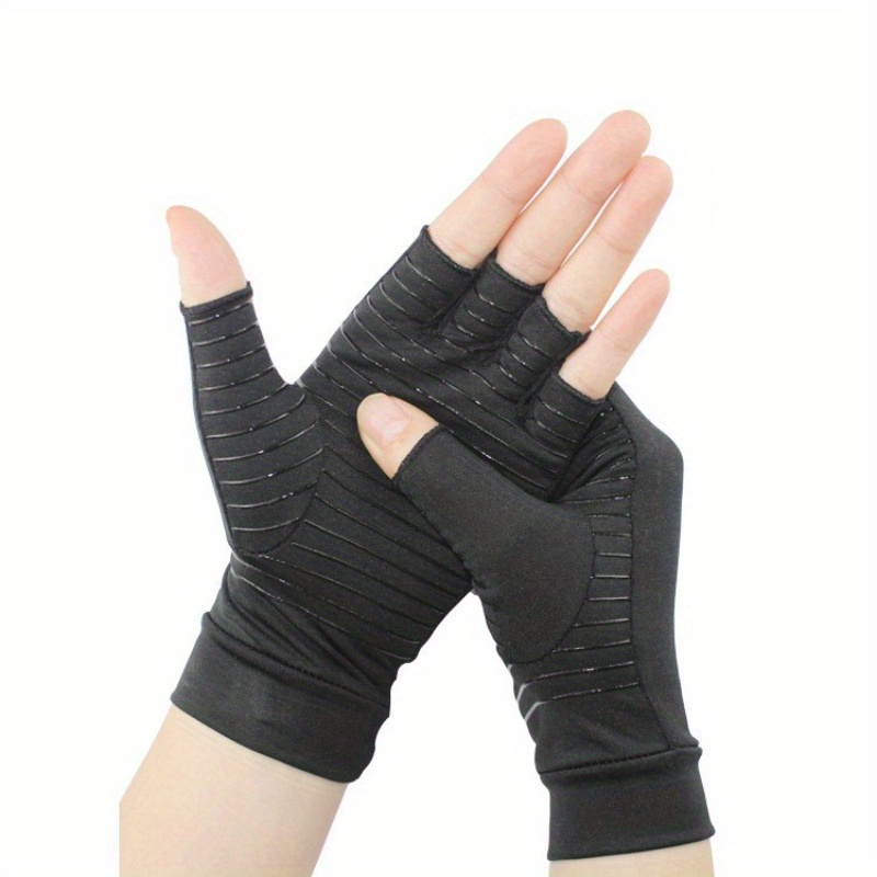 Gants demi-doigts antidérapants en silicone pour la rééducation de  l'arthrite, taille: XL (gris)