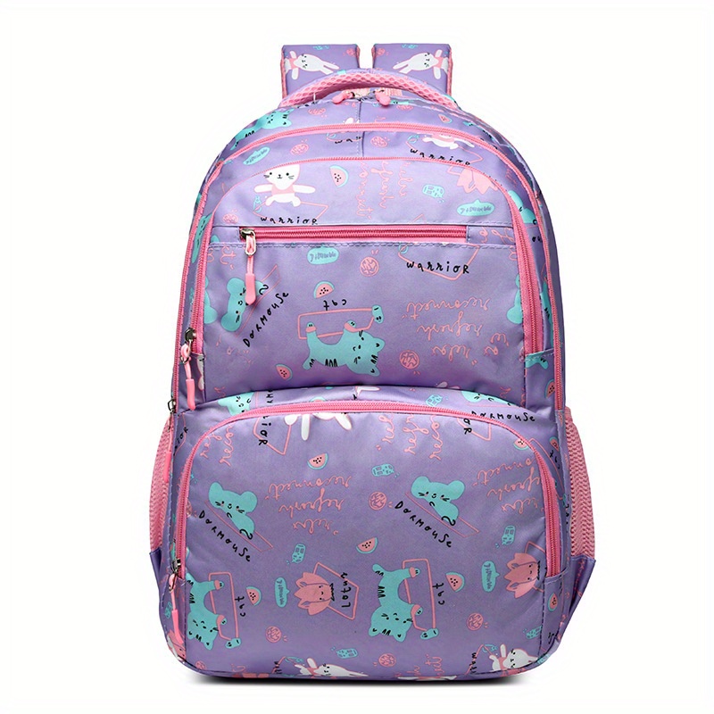 Children's Cartoon Rabbit Print Backpack Lightweight Waterproof