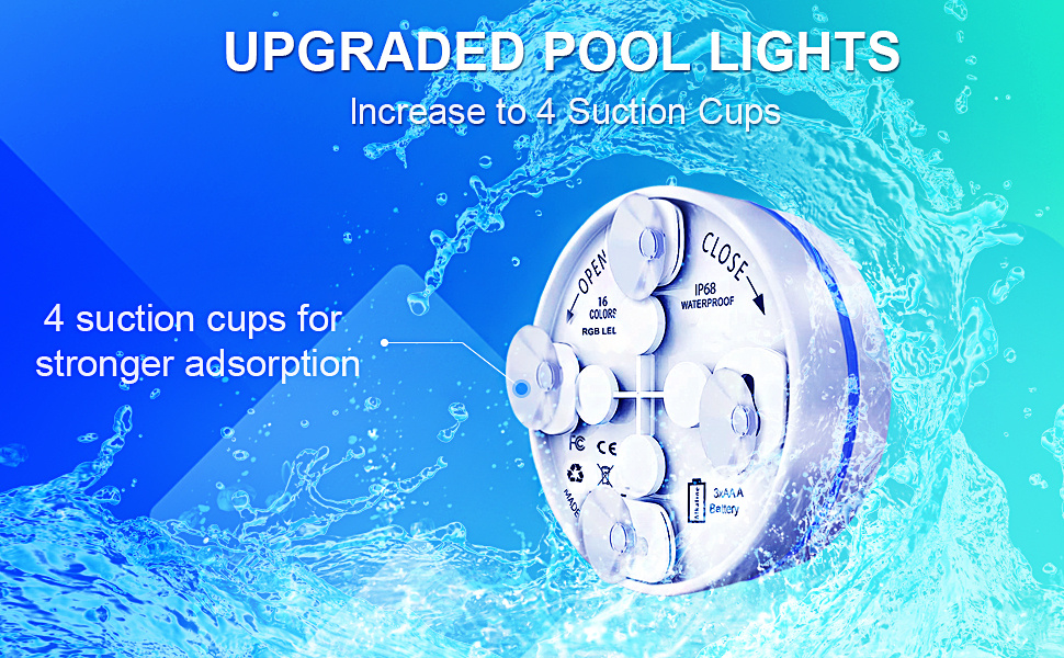 1pc submersible led lights with remote rf 164ft full waterproof ip68 swimming pool lights for inground pool with magnets suction cups rgb color changing night light underwater lights for ponds lawn swimming pool supplies details 4