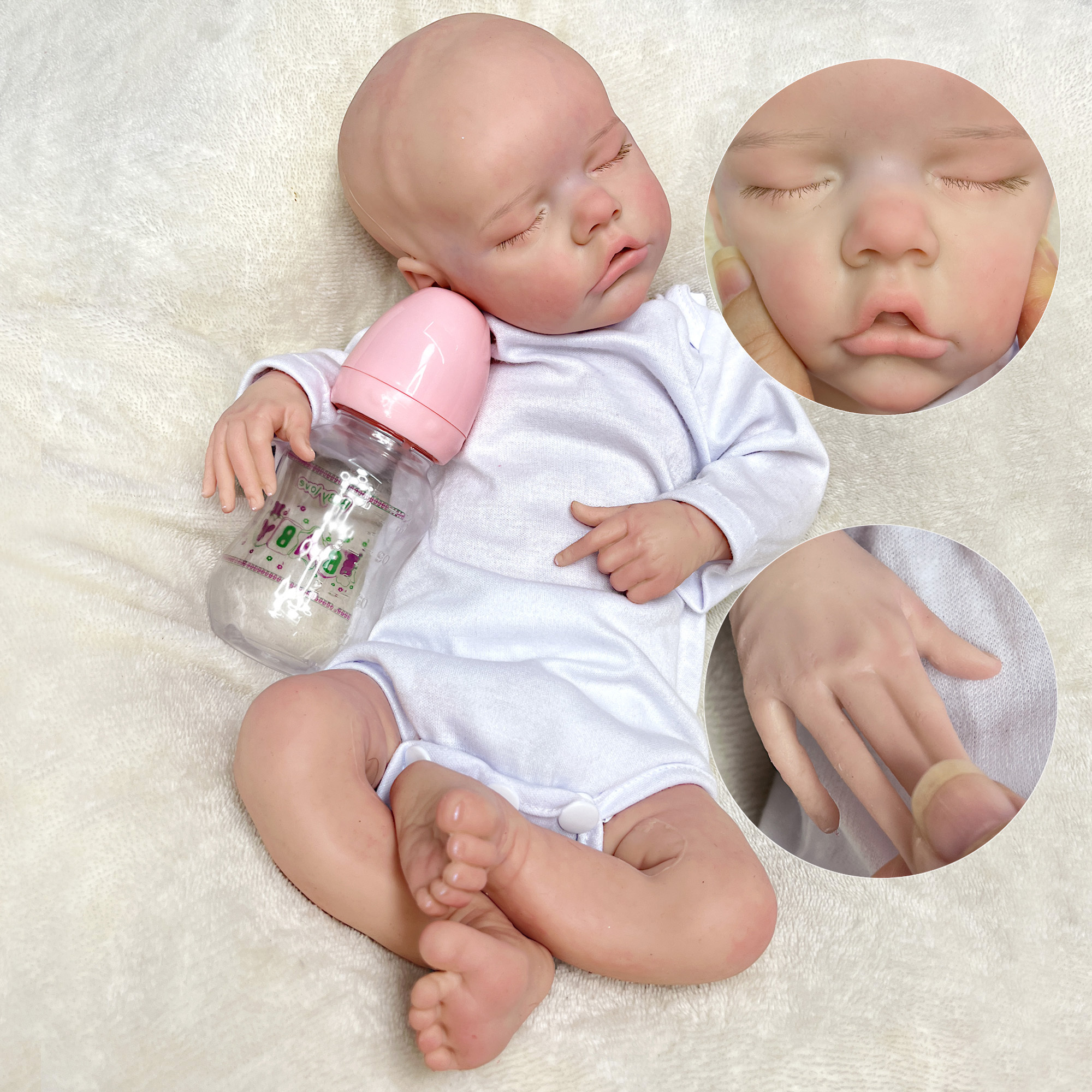 18 Inch Painted Twins B Sister Bebe Reborn Silicone Doll Handmade Lifelike  Painted Bebe Reborn Doll