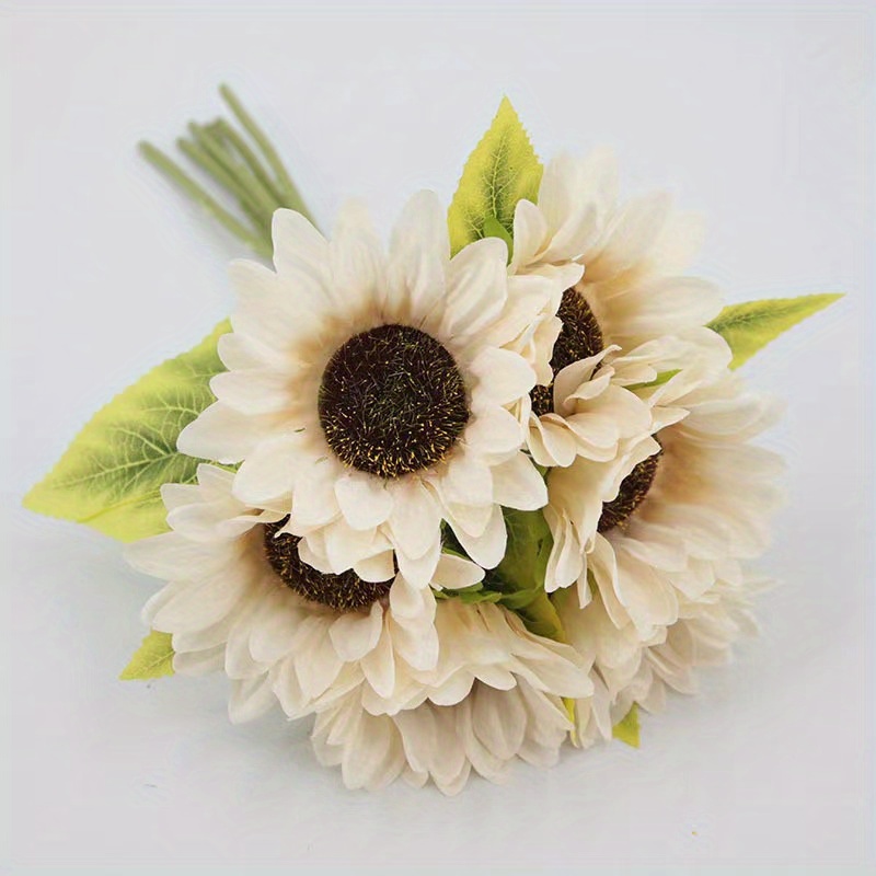 FiveSeasonStuff Girasoli Artificiali, Bouquet di Fiori di Seta Gialli 10  Steli Singoli -  Italia