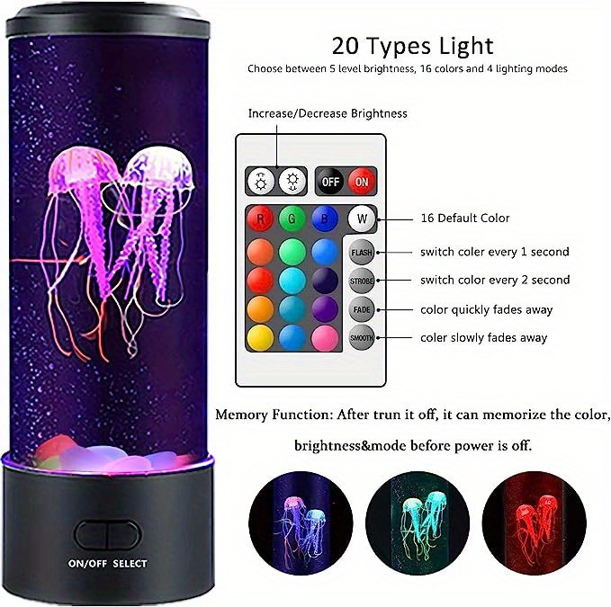 Jellyfish Lamp Soft Light Dazzling Color Change Remote - Temu