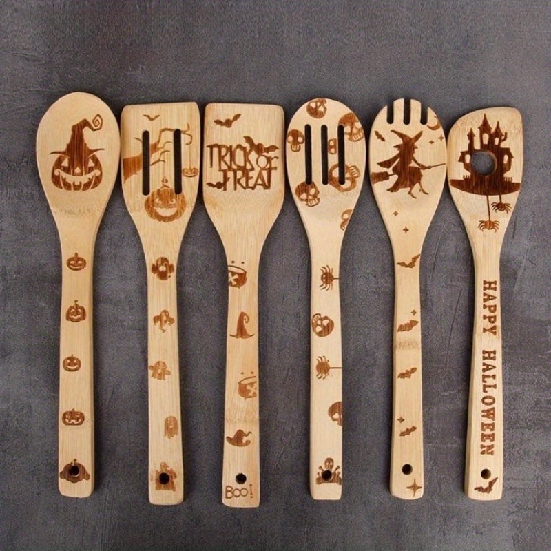 Halloween Wooden Kitchen Utensils Set, Happy Halloween Pattern Kitchenware  Set, Perfect For Cooking, Decorating, Gifting, Non-stick Utensils Halloween  Gift For Friends, Halloween Decoration, Halloween Gift, Household Gadgets -  Temu