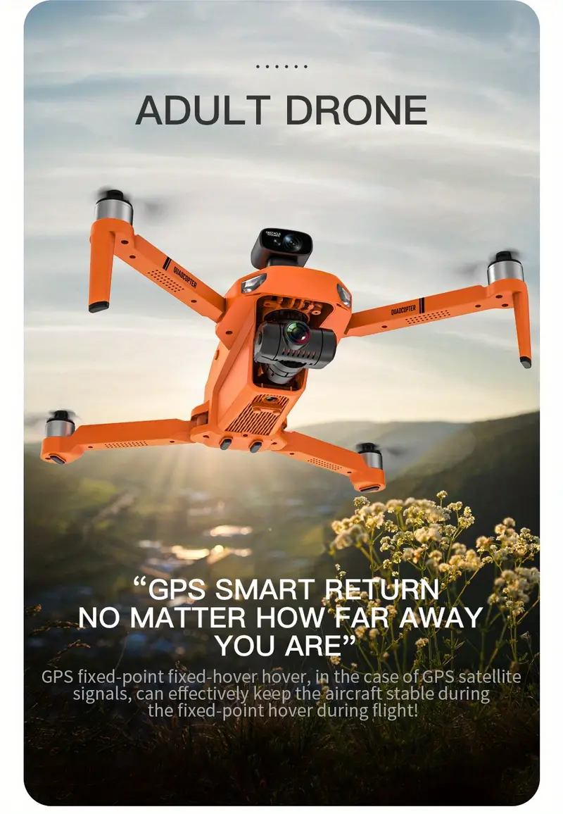 kf102 orange grey upgraded obstacle avoidance gps remote control drone with hd dual camera 1 battery 32g memory card 2 axis self stabilizing electronic anti shake gimbal brushless motor wifi fpv details 14