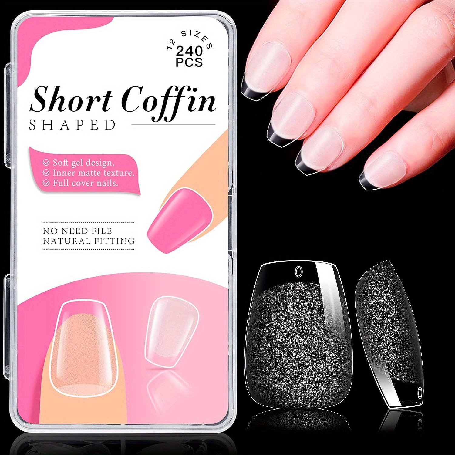 Soft Gel Nail Extensions | Short Coffin
