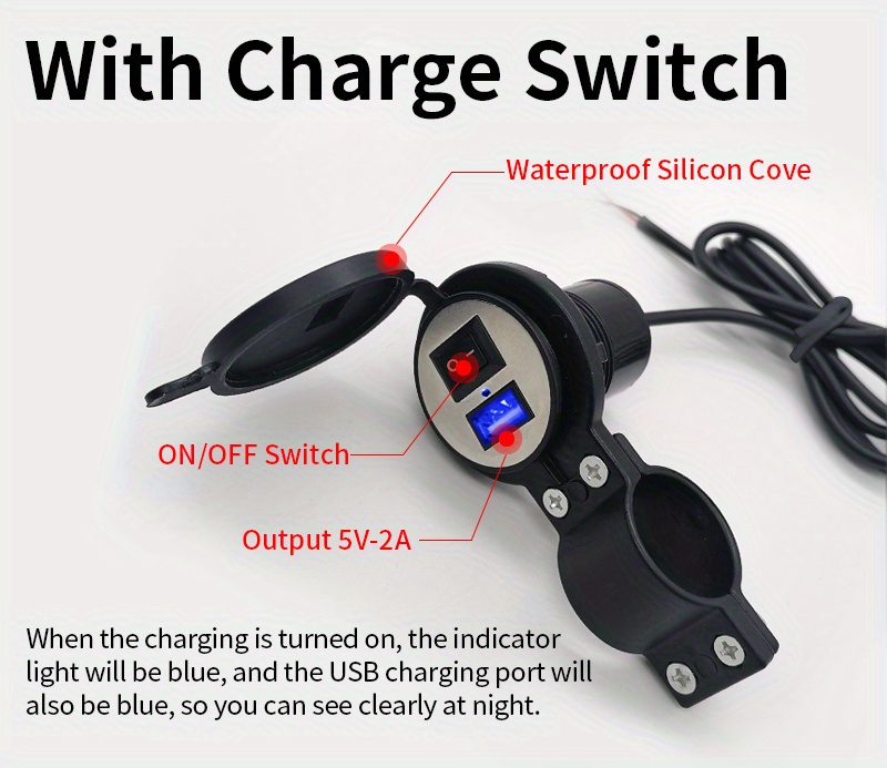 Motorcycle Usb Charger 5v 2a Fast Charging Waterproof - Temu
