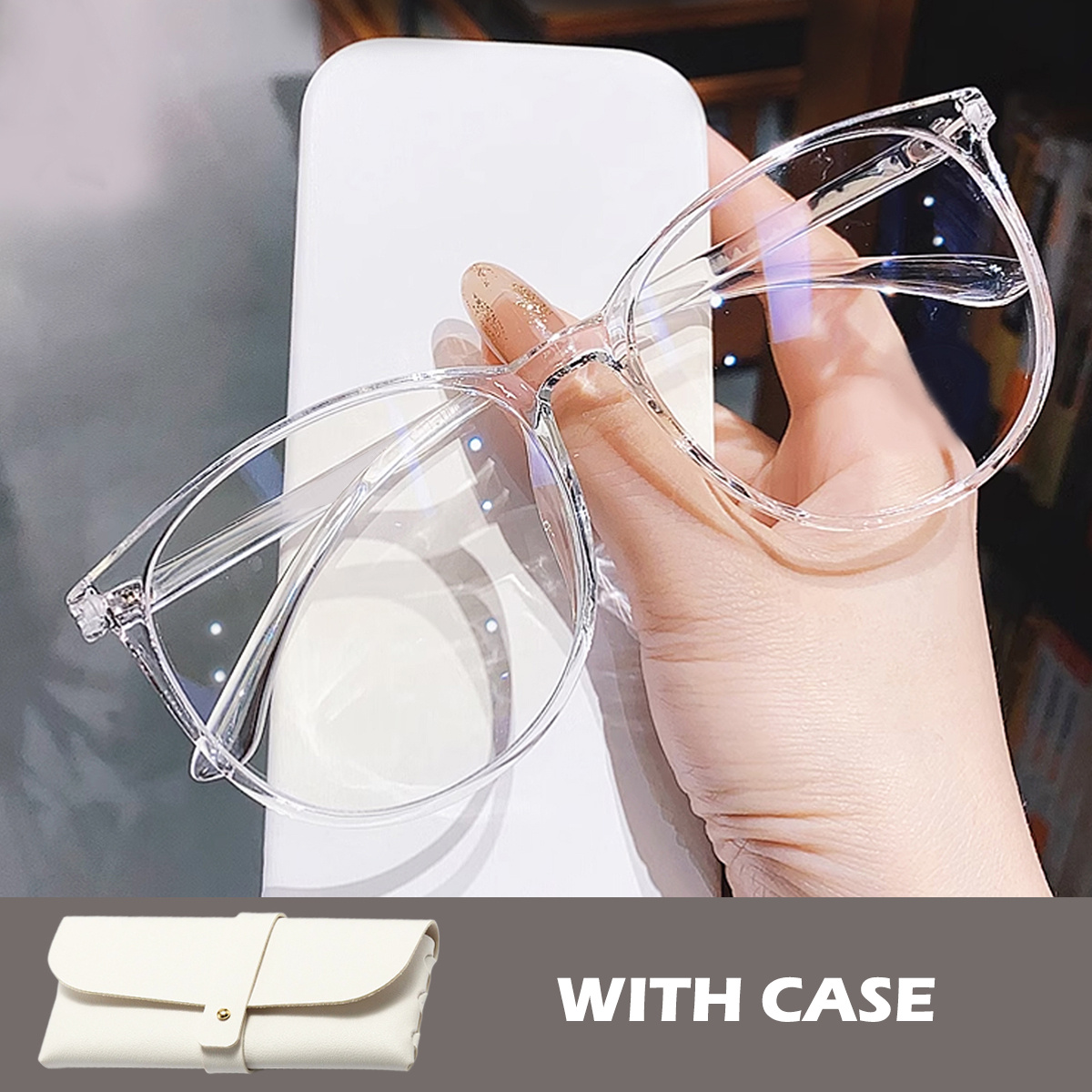 Round Eyewear Transparent Computer Glasses Frame Women Men