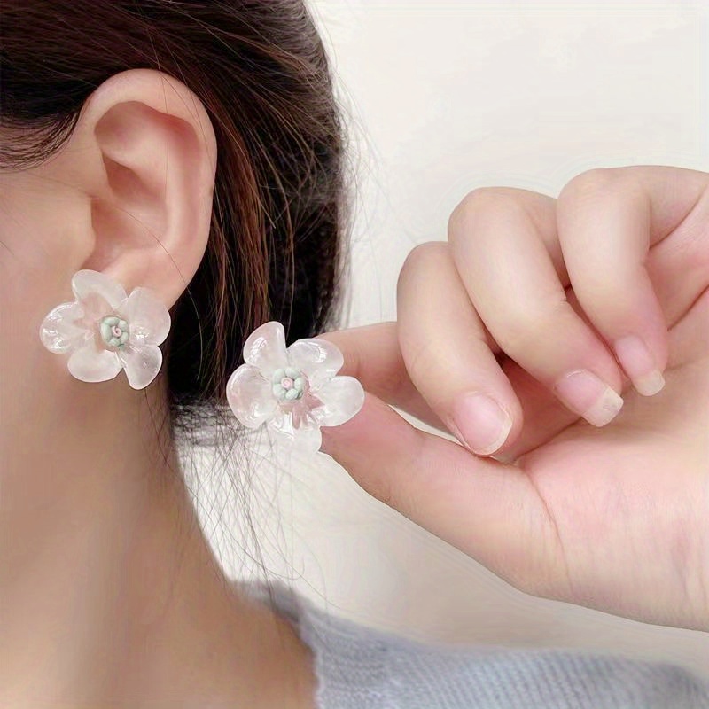 Korea Chic Acrylic Resin Ring for Women Girls Transparent Pearl