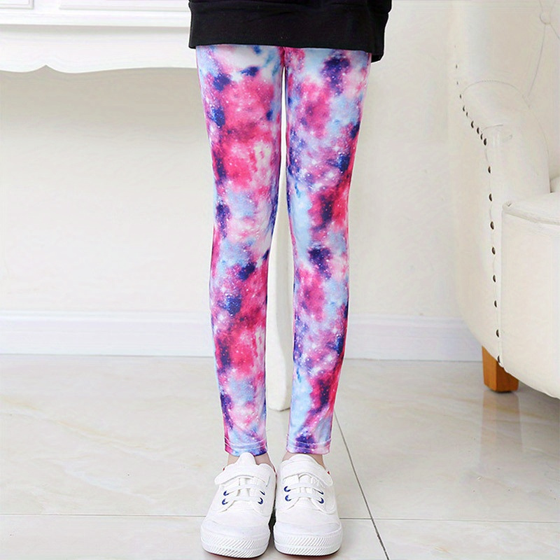 Trendy pink tie dye print leggings for girls 